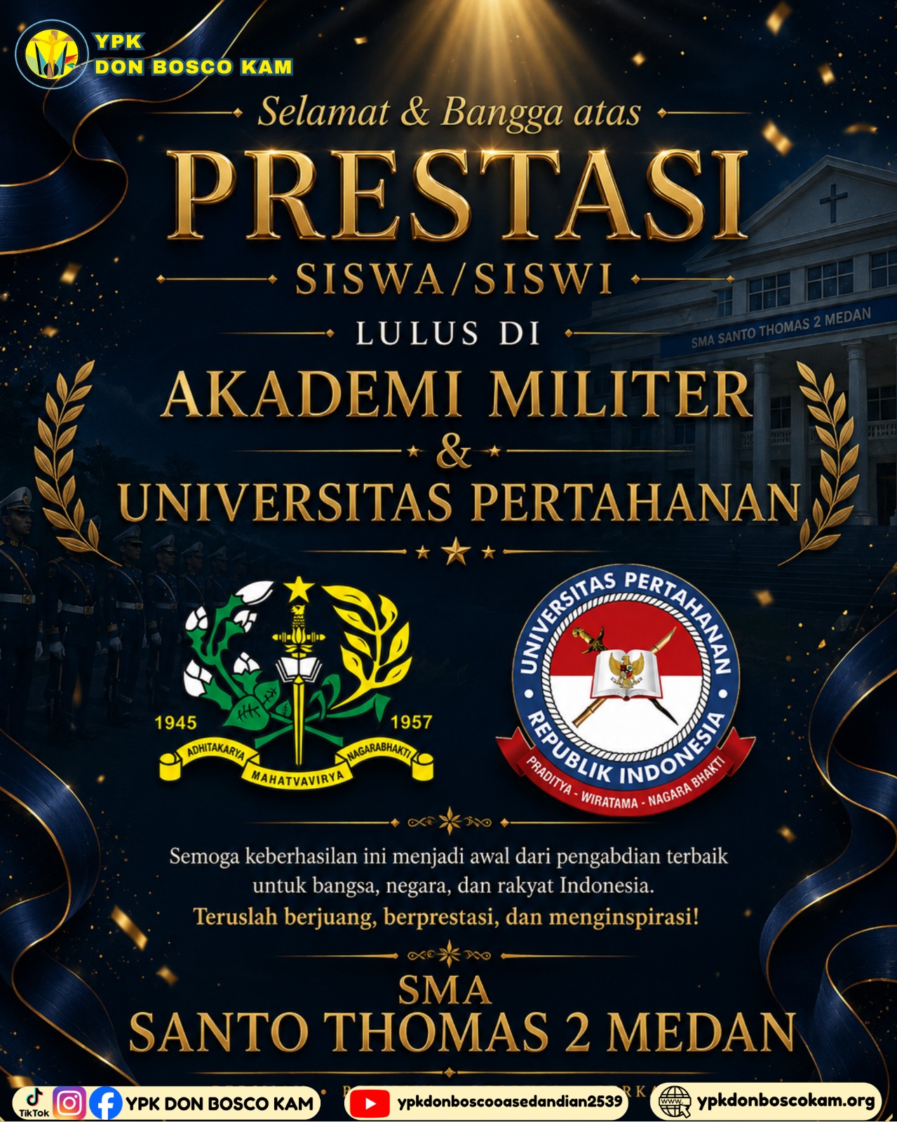 SELAMAT & SUKSES: ALUMNI SMA SANTO THOMAS 2 MEDAN TEMBUS UNHAN & AKMIL T.A. 2026! ๐๏ธ