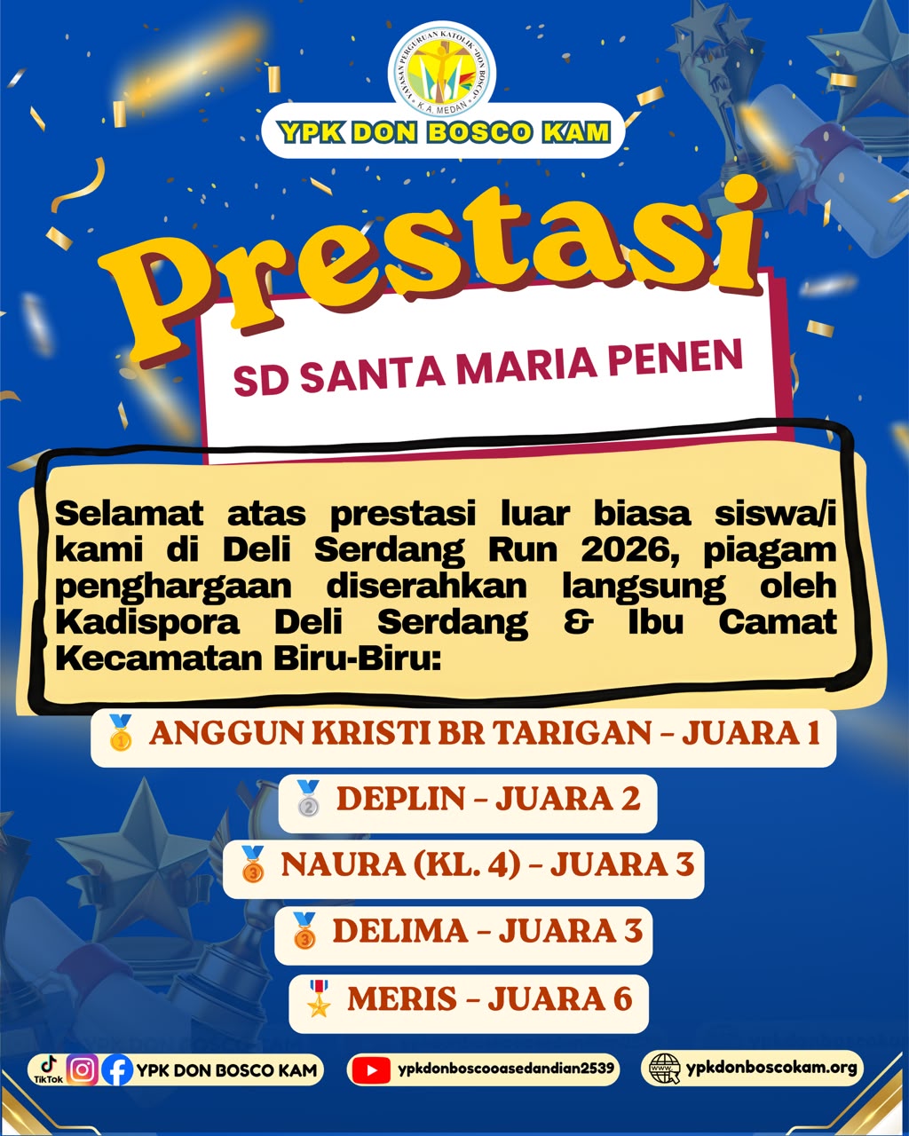 MENGGUNCANG LINTASAN LARI: SD SANTA MARIA PENEN SEAP JUARA DI DELI SERDANG RUN 2026! 🏆🏃♀️🏃♂️