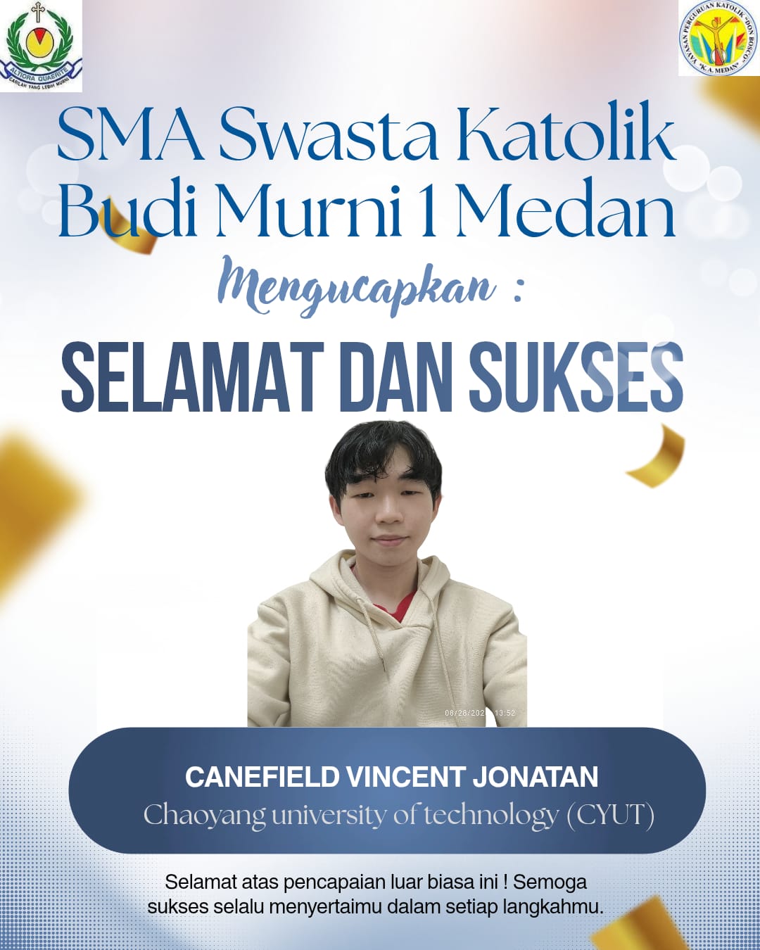 MELANGKAH KE PANGGUNG DUNIA: ALUMNI SMA KATOLIK BUDI MURNI 1 MEDAN TEMBUS & MENDAPAT BEASISWA DI CHAOYANG UNIVERSITY OF TECHNOLOGY! 🎓✈️